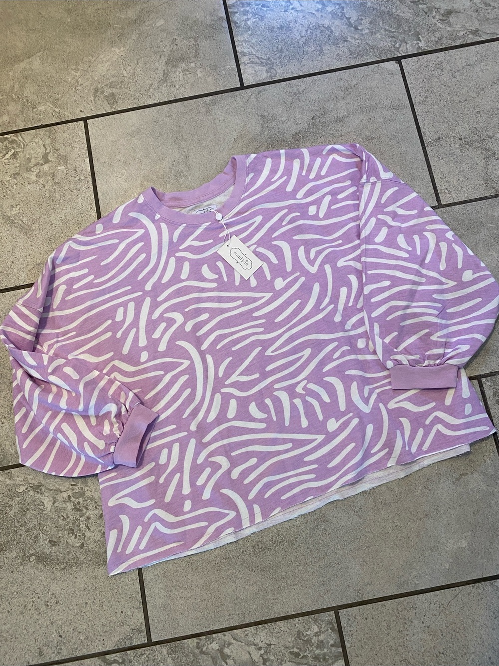 Mud Pie Lilac & White Abstract Print Sweatshirt